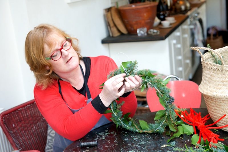 Floristry, Faversham, Christmas wreath, Julie Davies