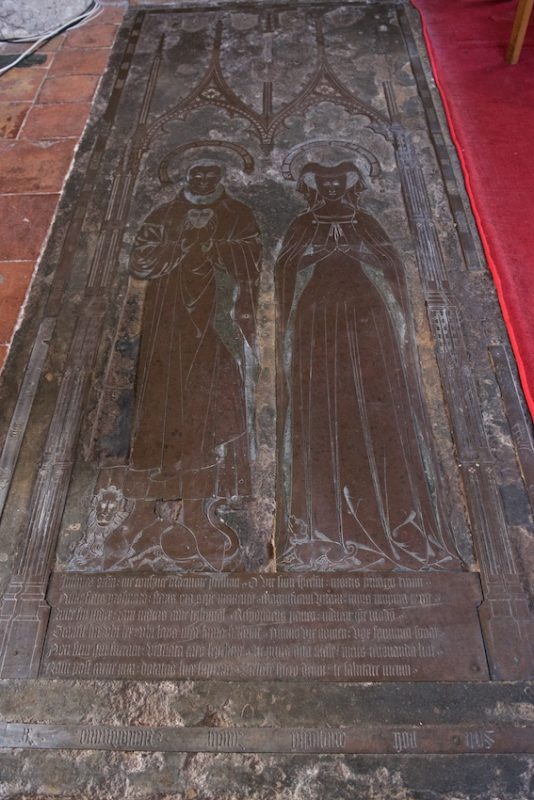 Handsome brass commemorating Judge Martyn (died 1436) and his wife.