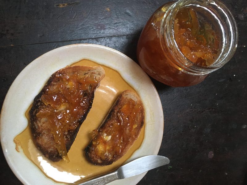 This marmalade is slightly too set, but fine