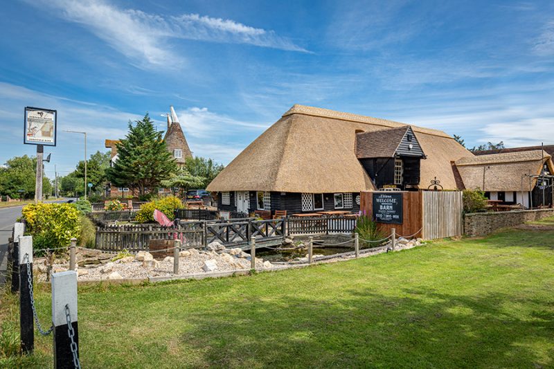 Chestfield barn, a Shepherd Neame pub near Whitstable. This project was a full re-thatch using water reed