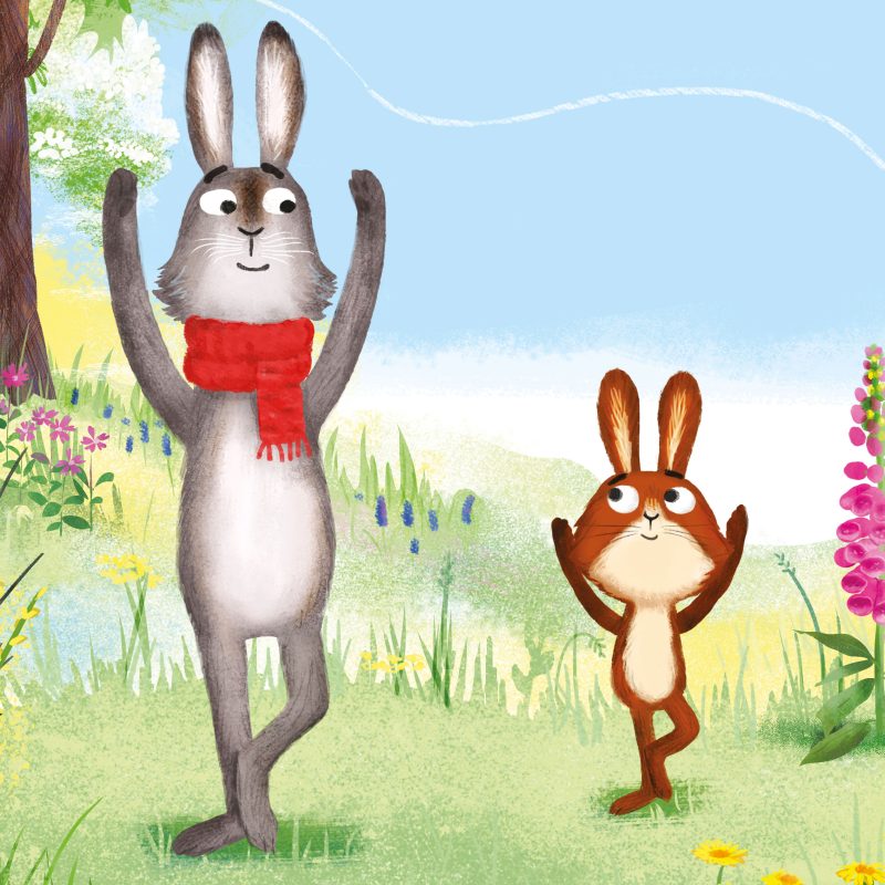 An illustration by Deborah Allwright for Every Bunny is a Yoga Bunny