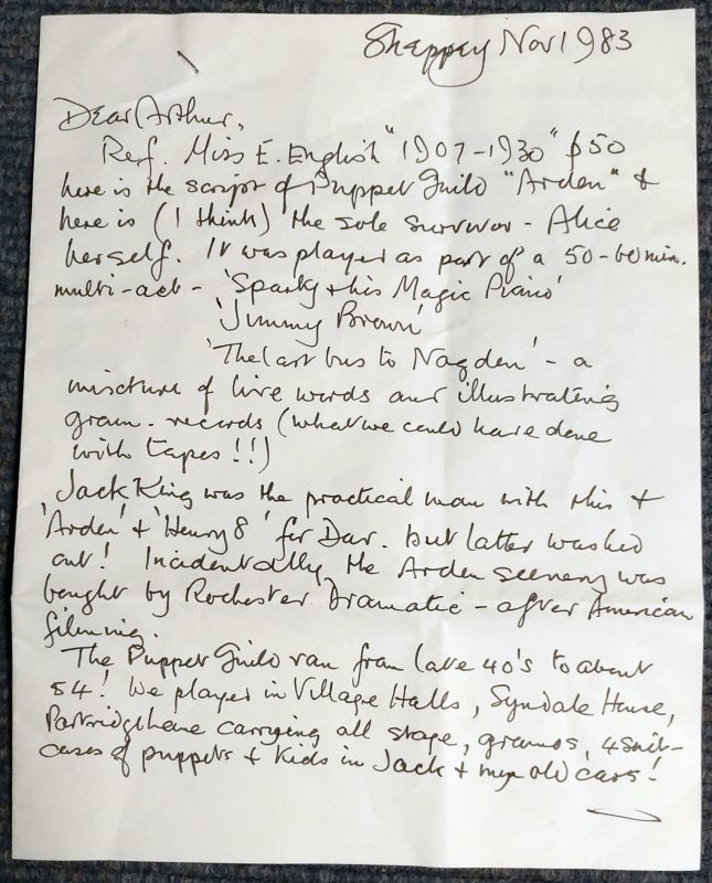 Donor's letter (Fleur de Lis Heritage Centre, Faversham).