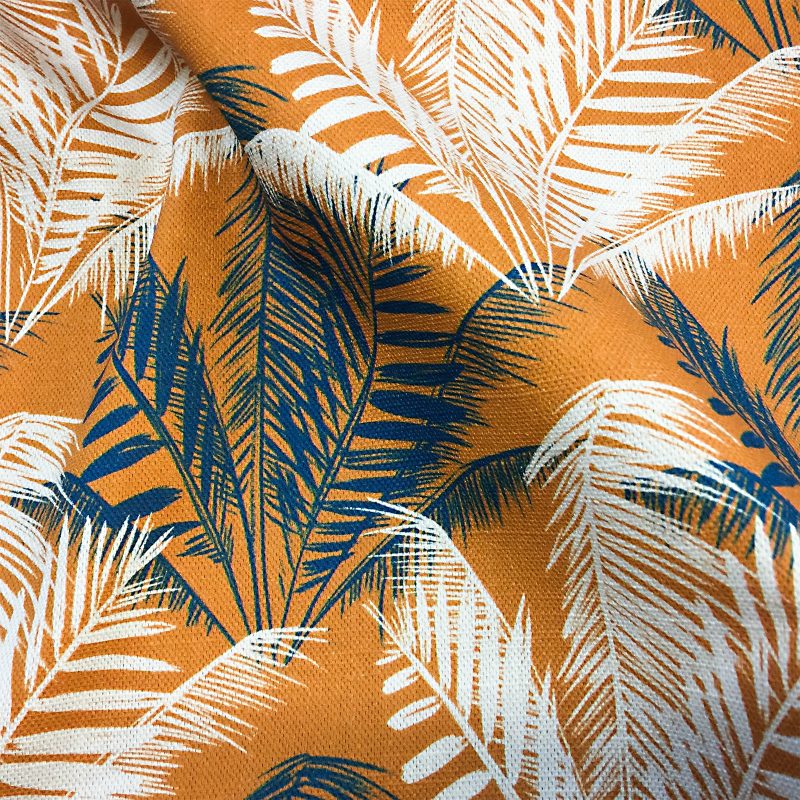 An elegant palm frond design printed on linen