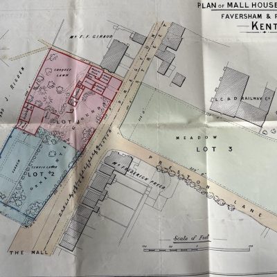 A 19th century plan of Mall House showing croquet and tennis lawns. It is interesting to see that the name of Richard Jones Hilton, who moved into Mall House in 1891, is written across where the station car park is today. In Wreights House next door, Mr Frederick Francis Giraud is living - either the father who died in 1866 or his son, who had the same name, who stayed on with his sisters. The railway was opened in 1858