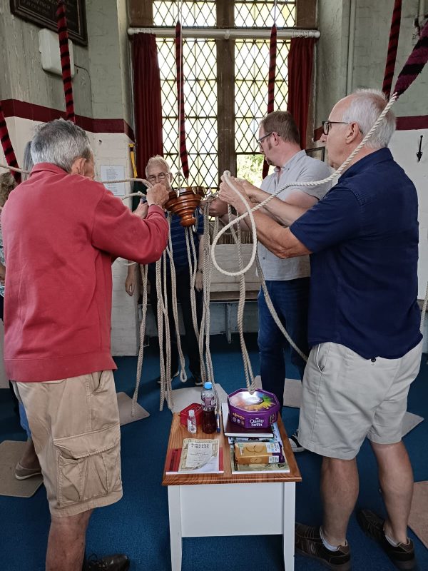 At the end of a ringing session all the bell-ropes are coiled and attached to a 'spider' which is hoisted high into the belfry ceiling – safely out of reach of any curious explorer who might be tempted to have a try