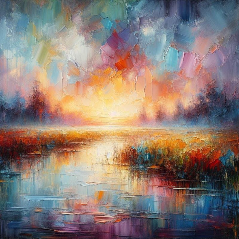 Flavia's stunning and colourful painting of Faversham marshes: An Unreal Landscape