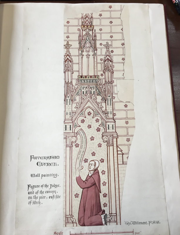 Willement: Robert Dod, the Jurat in his red robe, kneeling and looking towards the long-vanished altar of Thomas Becket