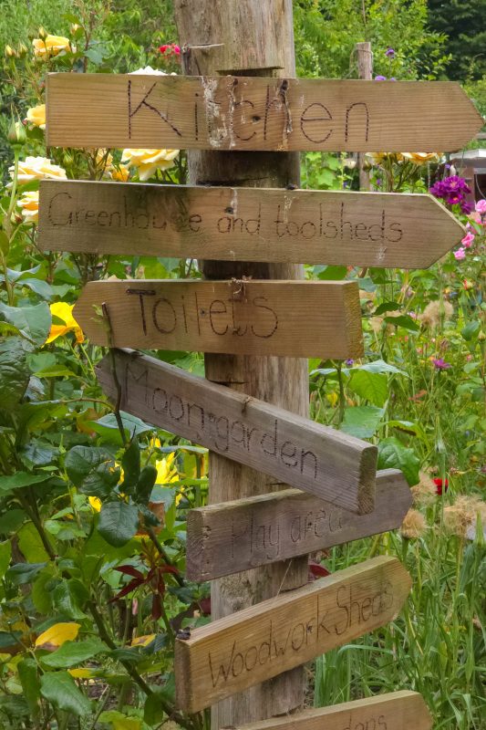 Sign post at The Abbey Physic Garden Community Garden