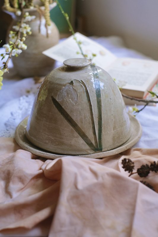 A snowdrop butter dish