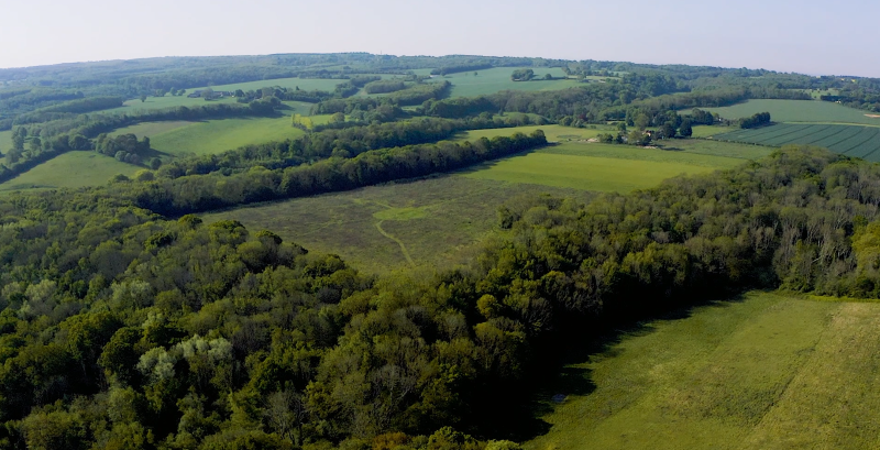 An aerial view of Woodsell Farm, Stalisfield