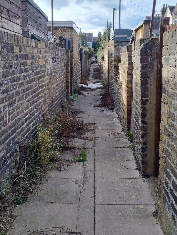 The grid arrangement of 19th century terraced houses with wide back alleys