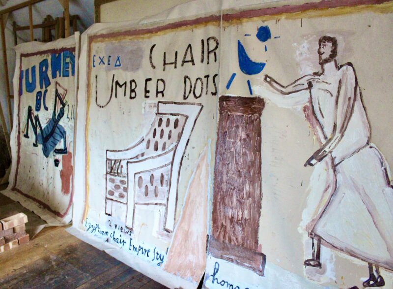 Rose Wylie. Chair Umber Dots