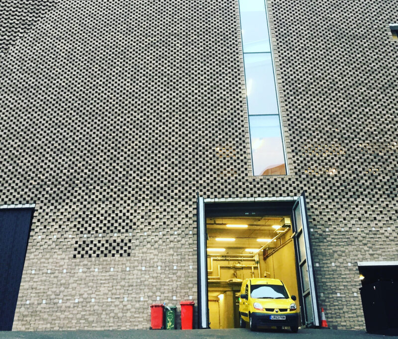 Sarah's yellow Renault Kangoo, carrying the Portable Print Studio at Tate Modern
