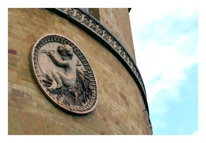 One of the Coade stone plaques that decorate the exterior of Belmont