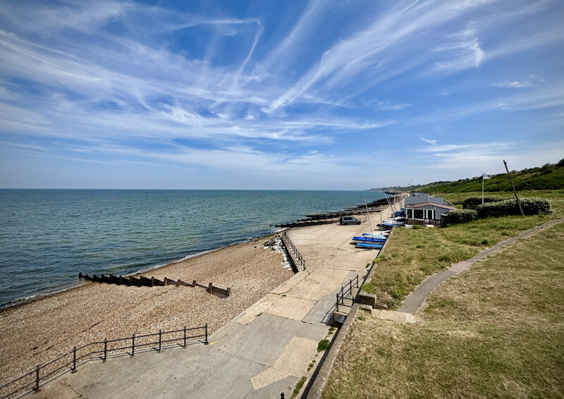 Looking towards Reculver past Bishopstone Cliffs